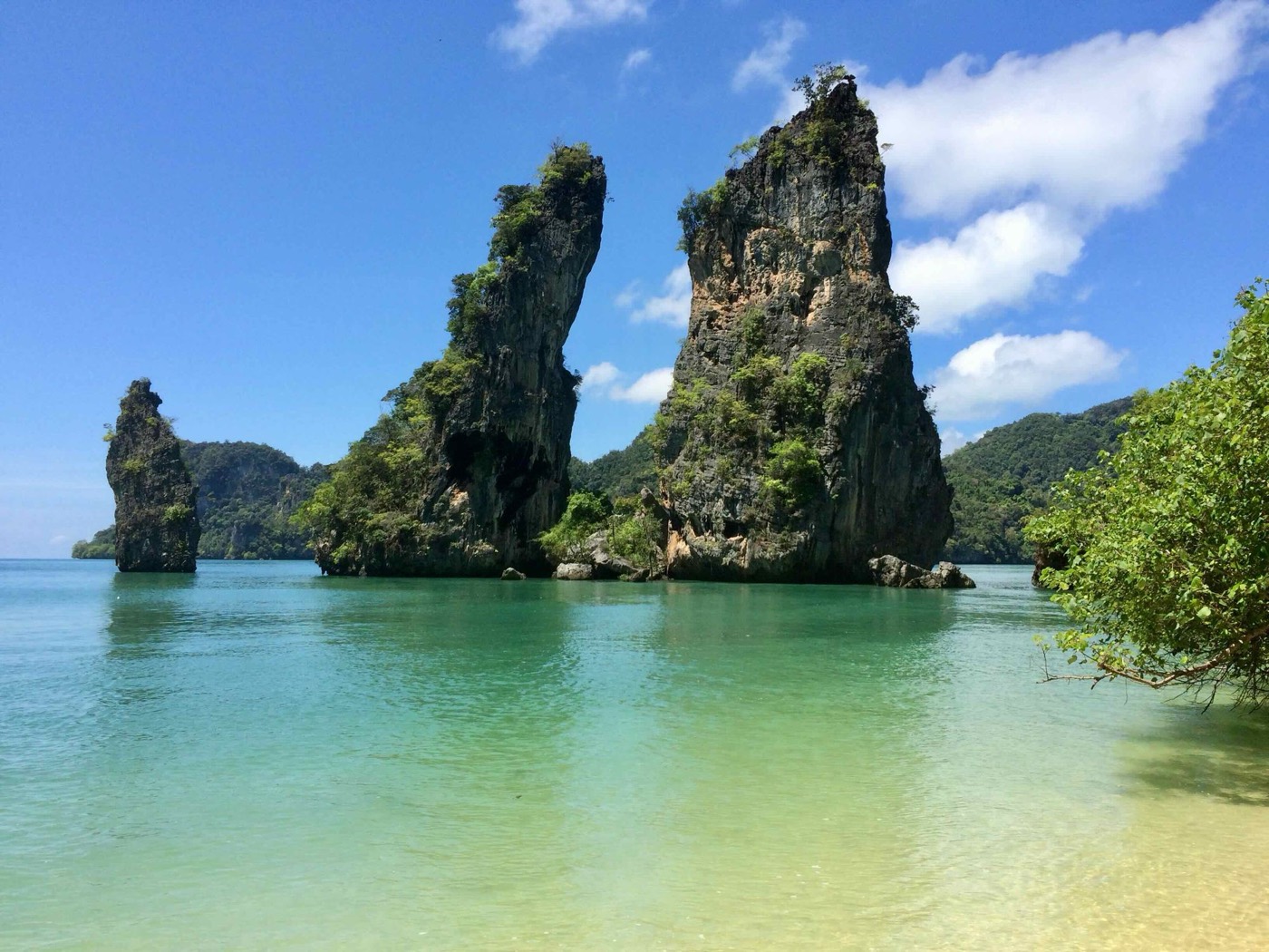 Limestone peaks on turquoise water